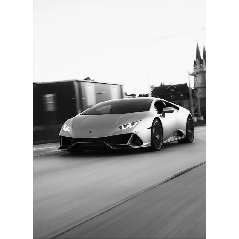 Póster en lienzo de coches en blanco y negro