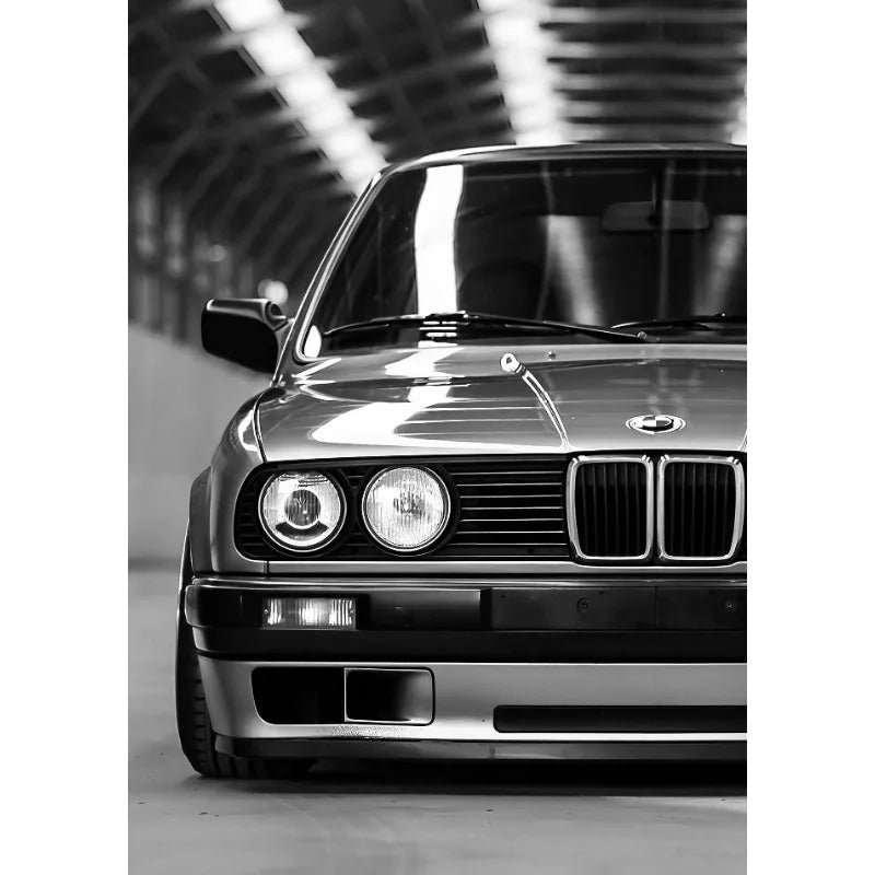 Póster en lienzo de coches en blanco y negro