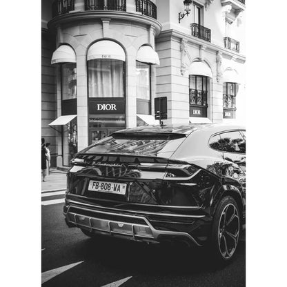 Póster en lienzo de coches en blanco y negro