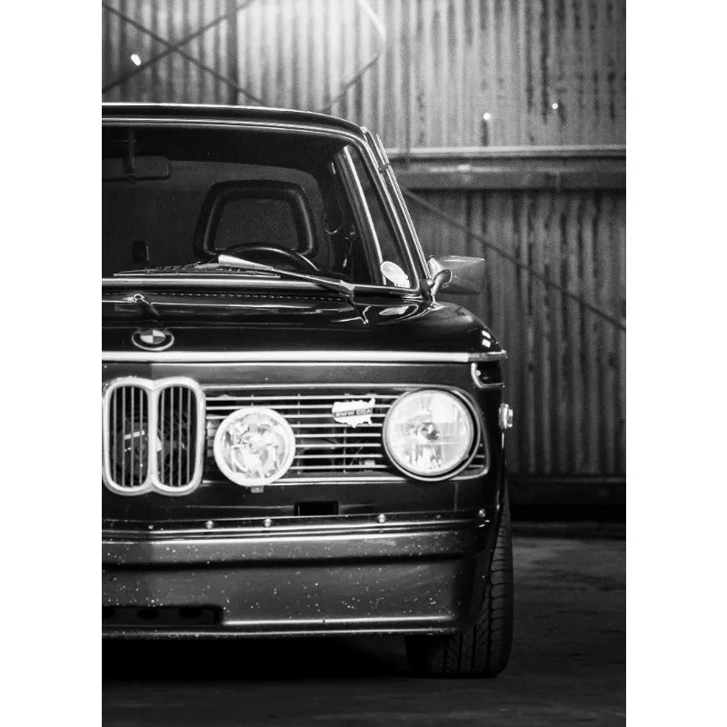 Póster en lienzo de coches en blanco y negro